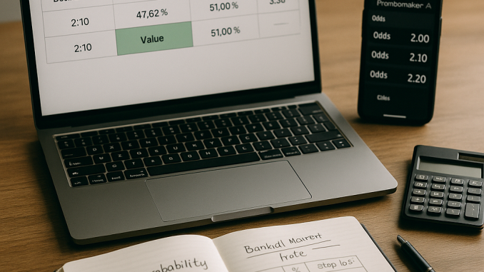 Top-down flat lay photo on a clean wooden desk: printed table of decimal odds