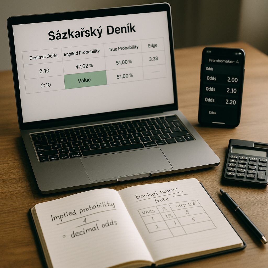 Top-down flat lay photo on a clean wooden desk: printed table of decimal odds